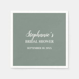 Minimalist Sage Green and White Bridal Shower Napkins