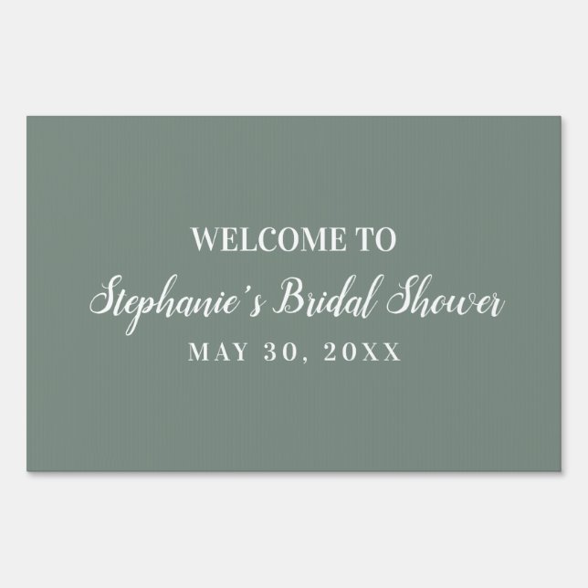 Minimalist Sage Green and White Bridal Shower      Sign (Front)