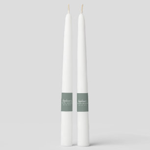 Minimalist Sage Green and White Bridal Shower Taper Candle