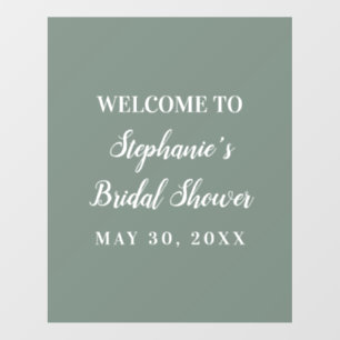 Minimalist Sage Green and White Bridal Shower Wall Decal