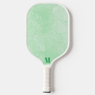 Minimalist Sage Green and White Modern Monogram Pickleball Paddle