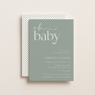 Minimalist Sage Green Baby Shower Invitation
