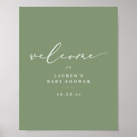 Minimalist Sage Green Baby Shower Welcome Poster