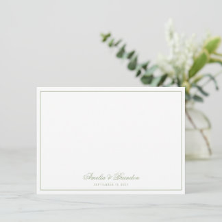 Minimalist Sage Green Border Script Personalized Note Card