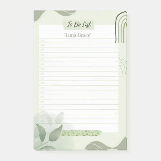 Minimalist Sage Green Botanical To-Do List Post-it Notes