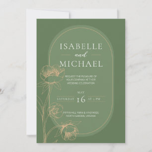 Minimalist Sage Green Botanical Wedding Invitation
