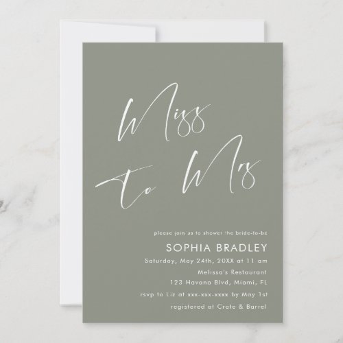 Minimalist Sage Green Bridal Shower Invitation