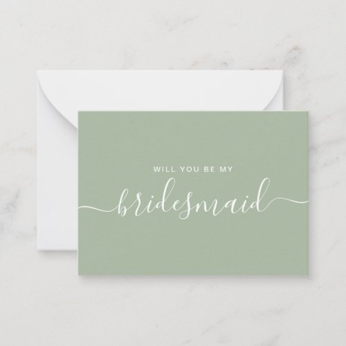 Minimalist Sage Green Bridesmaid Proposal Note Card