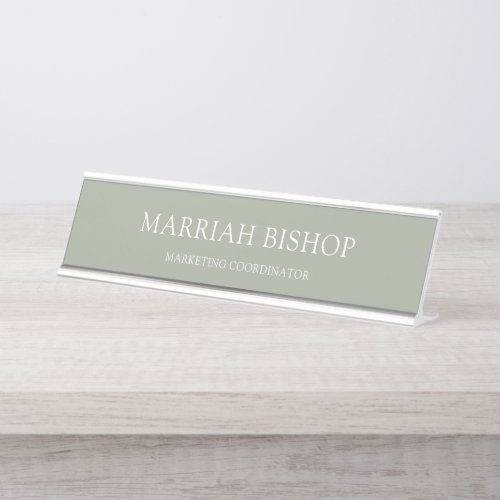 Minimalist Sage Green Business Desk Name Plate