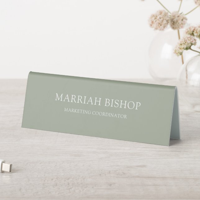 Minimalist Sage Green Business Table Tent (In SItu (Table))