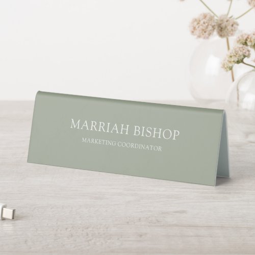 Minimalist Sage Green Business Table Tent Sign