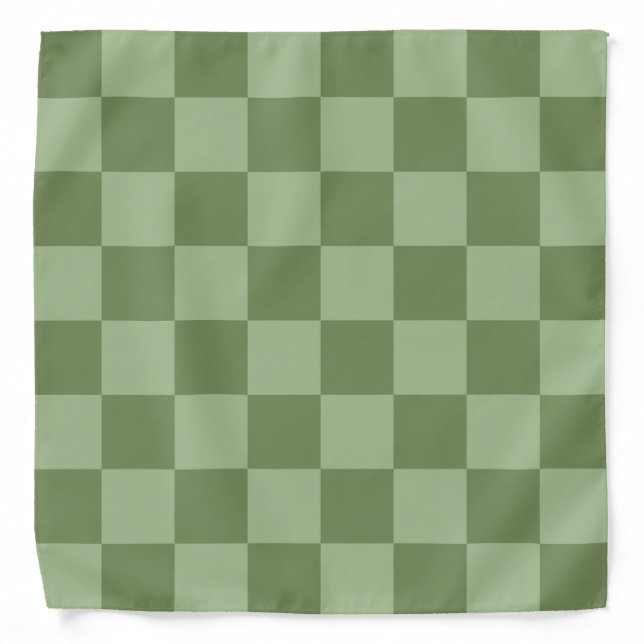 Minimalist Sage Green Checkerboard Pattern Bandana (Front)
