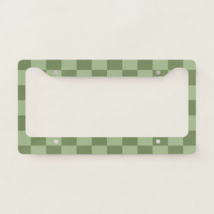 Minimalist Sage Green Checkerboard Pattern License Plate Frame