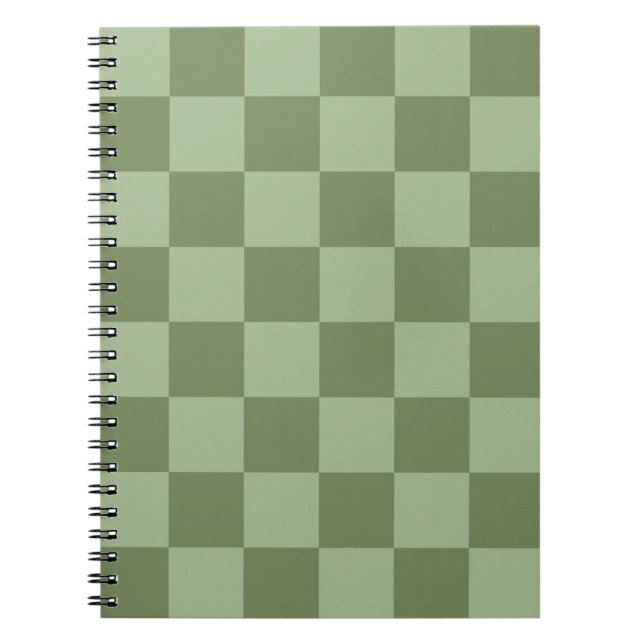 Minimalist Sage Green Checkerboard Pattern Notebook (Front)