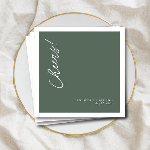 Minimalist Sage Green Cheers Wedding Napkins
