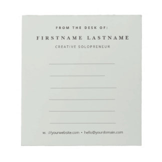 Minimalist Sage Green Corporate Custom Name Notepad
