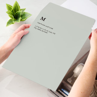 Minimalist Sage Green Corporate Monogram Document Envelope Mailers