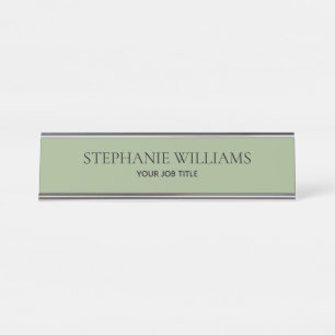 Minimalist Sage Green Custom Desk Name Plate
