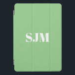 Minimalist sage green custom monogram initials iPad pro cover<br><div class="desc">Minimalist Custom sage green and white monogram initials name modern elegant personalized iPad Pro Cover</div>