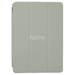 Minimalist sage green custom name monogram iPad air cover