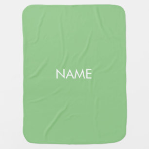 Minimalist sage green custom name text monogram baby blanket