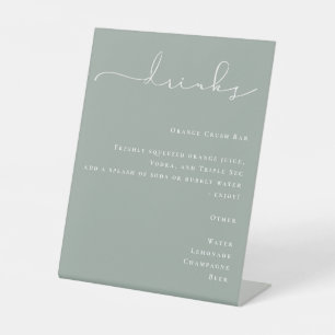 Minimalist Sage Green Drinks Menu Pedestal Sign