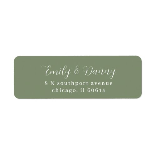 Minimalist Sage Green Elegant Wedding Address Label