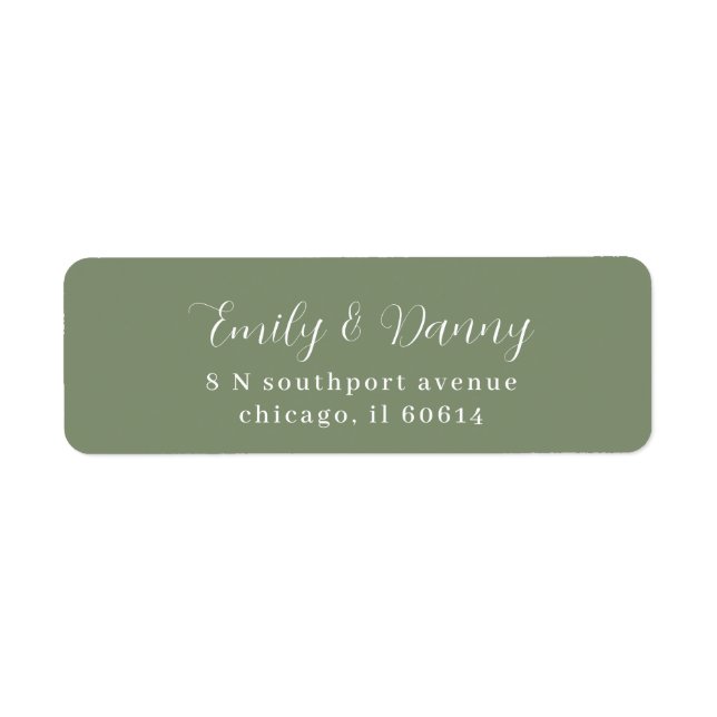 Minimalist Sage Green Elegant Wedding Address Label (Front)