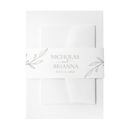 Minimalist Sage Green Elegant Wedding Classic Invitation Belly Band