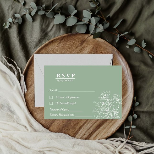 Minimalist sage green & emerald RSVP wedding (Creator Uploaded)