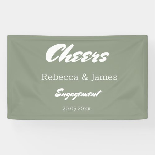 Minimalist Sage Green Engagement Party Cheers  Banner