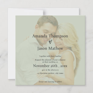 Minimalist Sage Green Faux Vellum Effect Wedding Magnetic Invitation