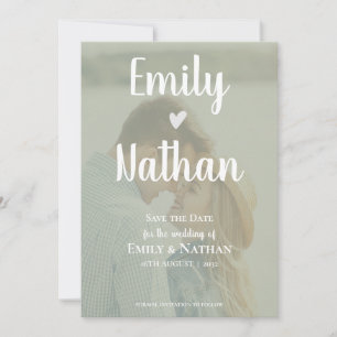 Minimalist Sage Green Faux Vellum Photo Wedding Save The Date