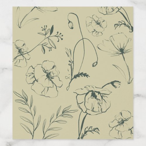 Minimalist Sage Green Floral 30th Birthday Envelope Liner