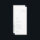 Minimalist Sage Green Floral Place Card Menu<br><div class="desc">Elegant minimalist,  wedding guest place card and menu. Features,  Sage Green Typography with matching floral arrangement backing. Please note: each card must be personalized with your guest's name and added to your cart individually.</div>