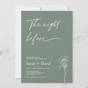 Minimalist Sage Green Floral Rehearsal Dinner Invitation