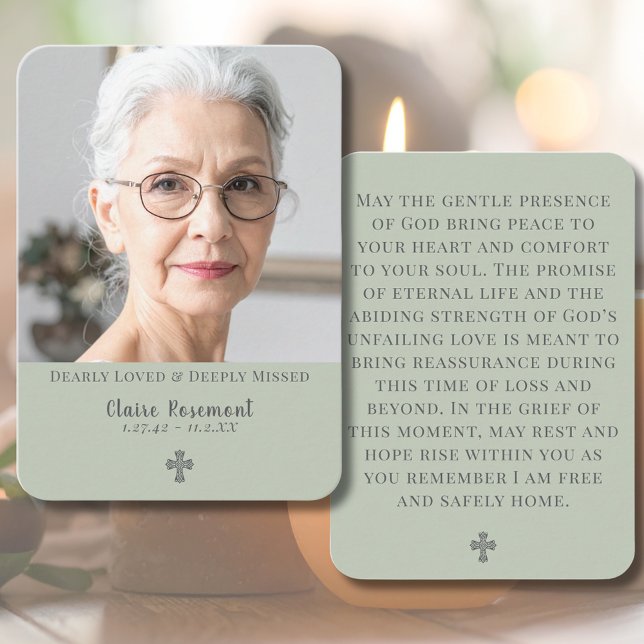 Minimalist Sage Green Funeral Prayer Card (Minimalist Sage Green Funeral Prayer Card
)