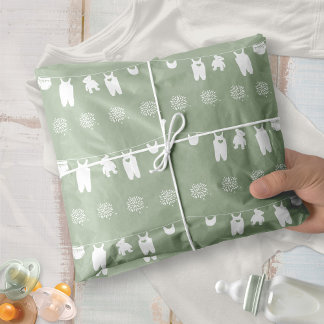 Minimalist Sage Green Gender Neutral Baby Shower Tissue Paper