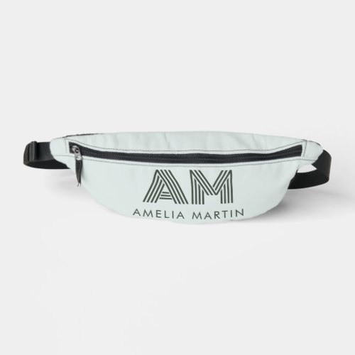 Minimalist Sage Green Geometric Custom Monogram Fanny Pack