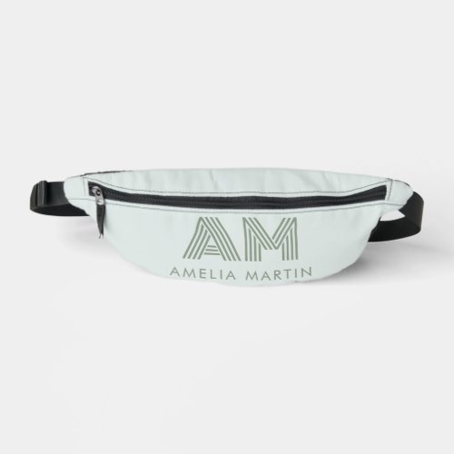 Minimalist Sage Green Geometric Custom Monogram Fanny Pack