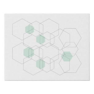 Minimalist Sage Green Geometric Hexagon Artwork Faux Canvas Print