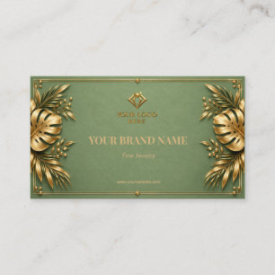 Minimalist Sage Green Gold Jewelry Earring Card