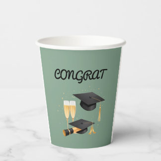 Minimalist Sage Green Graduation Party Paper Cups