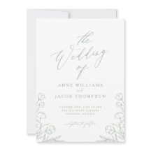 Minimalist Sage Green Greenery Boho Floral Wedding