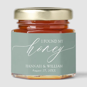 Minimalist Sage Green I Found My Honey Wedding Honey Jar Favors