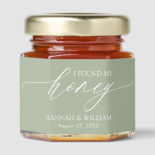 Minimalist Sage Green I Found My Honey Wedding Jar Favors