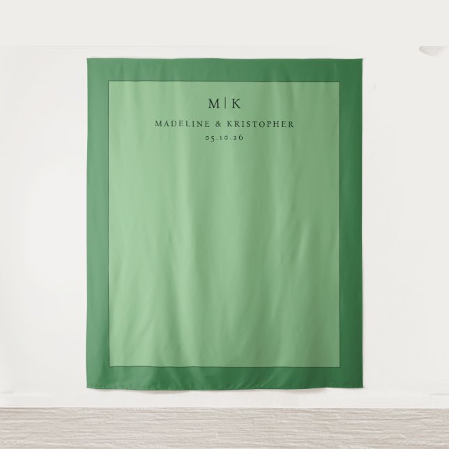 Minimalist Sage Green Initials Tapestry (Front)