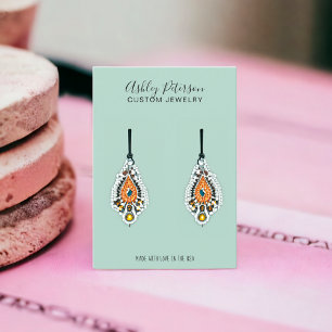 Minimalist sage green jewelry earring display business card