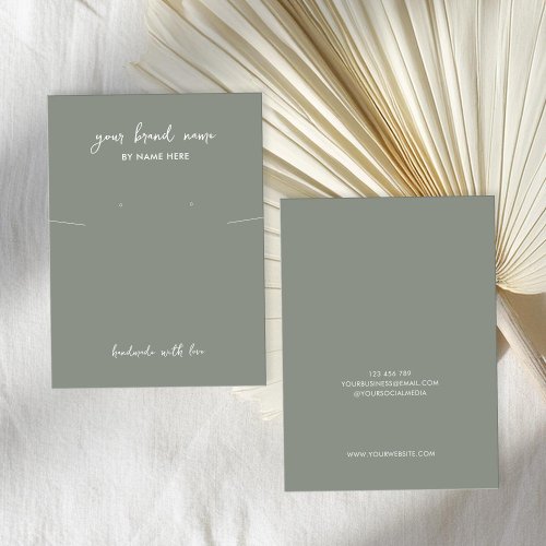 Minimalist Sage Green Jewelry Earring Display Card