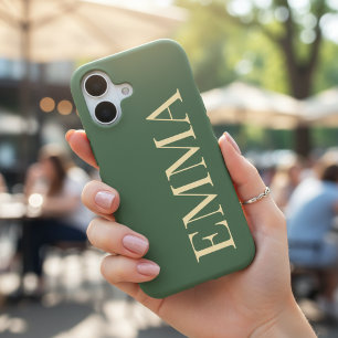Minimalist Sage Green Modern Personalized Name iPhone 17 Case